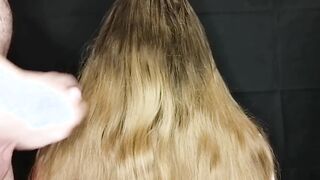 Thick and long hair get a mask of sperm!