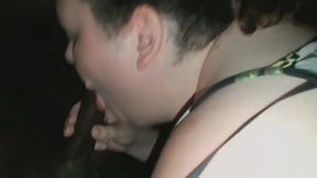 Sucking His Big Black Cock Back of My Car Making Him Moan and Groan