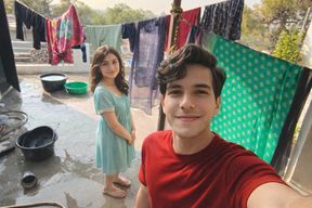 Newly married sister-in-law drying clothes and planning