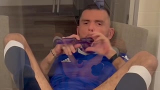 Chasity Bottom Footballplayer in soccer socks is streching his ass till anal orgasm and cumshot