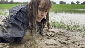 muddy fields, rainsuit in the rain (wam, wet and messy)