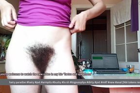 Webcam live show, hairy ass hole and pussy gape closeup