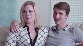 Blonde Big Titted Teen Adry Berty Gets Fucked by Guys at a Casting While Her Boyfriend Watches