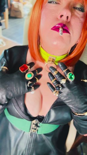 Who Doesn't Love This British Tart Smoking For You In Leather Gloves &amp; Rings! Tina Snua Smoker