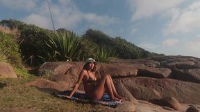 busty latina brunette got caught having fun at beach - nati roza