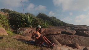 busty latina brunette got caught having fun at beach - nati roza