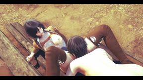 On Titans Hentai - Mikasa Do a Blowjob and Then He Do to Her a Cunnilingus - Manga Anime Japanese Asian Game Porn