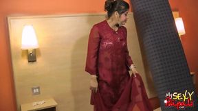 Indian bitch Rupali poses topless laying naked in bed