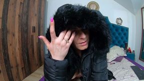 milfycalla-masturbating after ironing a winter puffer coat