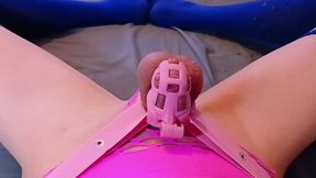 Sissy Kenzie Star Hands-free cumming in my lil pink cage