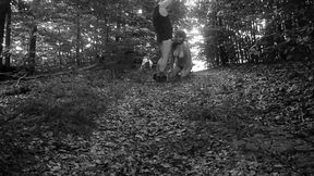 Naked Submissive Slut Taken for a Walk on a Leash in Forest