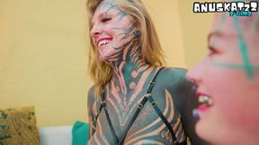 2 alt sluts anal playing with wild alien dildos