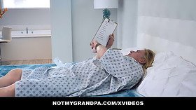 Exotic nurse Gabriela Lopez lets patient sperm on her big natural knockers