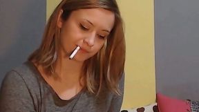 Cute light haired bosomy web cam girl was masturbating after stripping