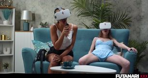 VR Porn TGirl Fucks Petite Blonde With Ebony Lia Lin Futanari Strapon