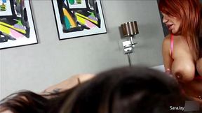 Busty MILF and black porn star Ava Devine and Sara Jay in intense fuck session