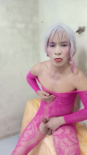 Transgender Oanh Le wearing sexy clothes porn playing with artificial cans