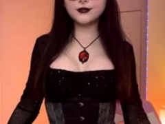 Brunette Tranny jerking in hard dick in solo Webcam