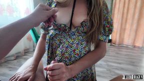 Someone else&#039;s wife shows her lover how deep her slobbery throat is