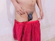 Sexy kinner shemale naked exotic dance in chastity caged plugged and tessel on nipple