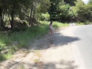 Maniac banged a angel in the bushes and cummed on her face for a public walk with goo - Cumwalk