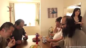 Japanese Cutie Gets Tasted & Fingered By Dirty Old Men After Breakfast