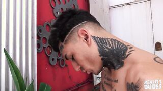 REALITY MEN - Inked Bad Stud Axel Ravages Ro The Janitor Outdoors After A Super-fucking-hot Courtyard Oral job