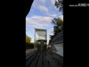 Jerk off on public nudist  beach. Railway station Riga Jurmala. Exhibit