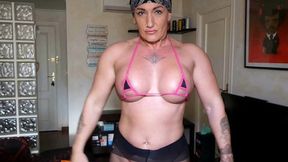Bitchy personal trainer with colossal clit and colossal rack