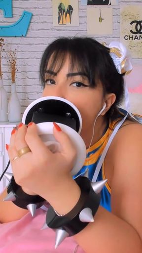 ASMR PORN INTENSE CHUN LI COSPLAY EMANUELLY RAQUEL EAR LICKING AHEGAO BLOWJOB AND TITSFUCK   Clip 1