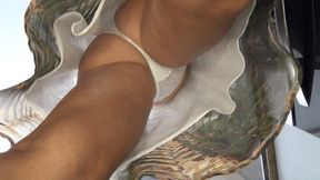 look under the skirt of sexy blonde 2P