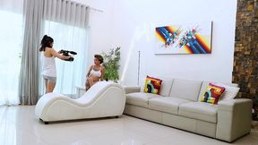 behind the scene from choco milk vol.4 starring hot teen larinha small getting hardcore anal fucking with dp ,footjob ,milk enemas and chocolates