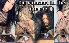Big Cumshot in the Hand Mirror