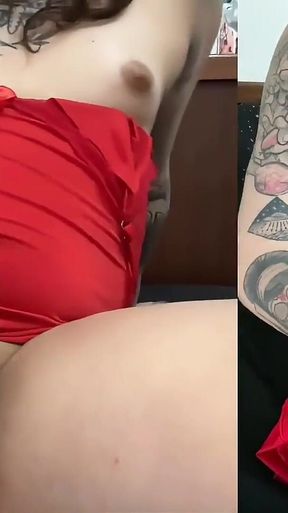 Tattooed Trans Girl Cum Playing with Her Hole and Dick