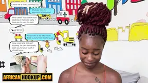 Curious Ebony Teen Learns the A-B-C's of Deepthroat Blowjobs