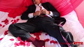 Latino hottie enjoys cock stroking in his red sheer socks