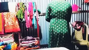 Hardcore pound with green suit collage girl with massive melons in a room