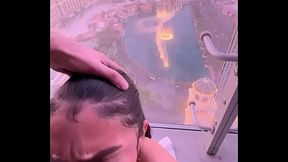 Mixed latina sucking cock with a view