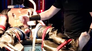 Bondage Domination - Deep Throttling Session with Ball Busting Blonde