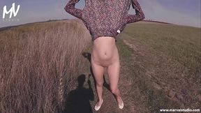 MarVal - Girl With Beautiful Dress Flashing Her Big Saggy Boobs On The Public And Doing Hand Job For Stranger. Loreen Red &amp_ Vali Savage