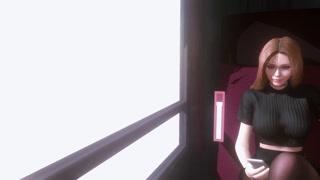 Footjob on the train!