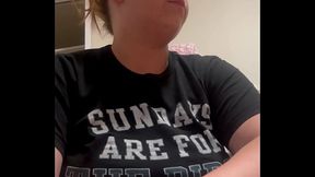 A whole nutsack exploded on her face