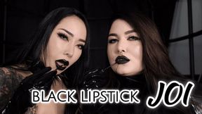 JOI and CEI in Black Lipstick - Lips and Mouth Fetish | Mistress Karino, Mistress Youko [FHD MP4]