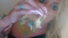 drinking a glass of pee 👅