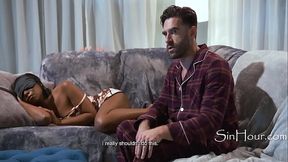 Busty ebony Lily Starfire seduces stepdad Ken