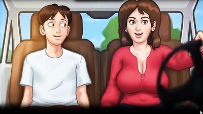 Mature cartoon milf in love with oral sex in car ride