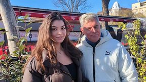 Naughty brunette Anna Bella loves to fuck with older guys after date