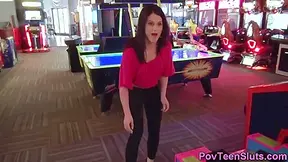Pov Teen 18+ Deep Throats Dong In Arcade