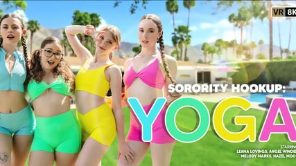 Sorority Hook up Yoga - Hazel Moore, & Leana Lovings, & Melody Marks, & Angel Windel
