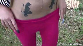 Horny Czech student sucks and fucks outdoors POV style!